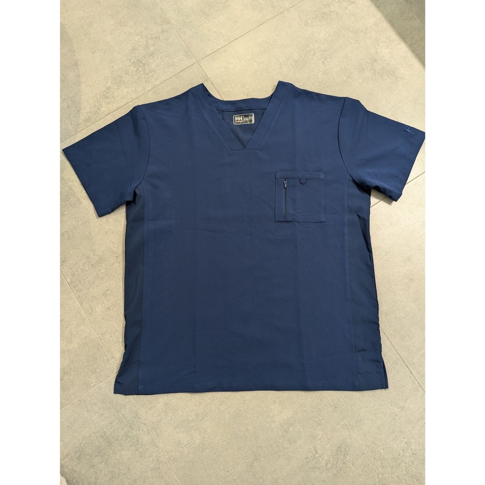 Helly Hansen Workwear Mens Scrub Top Navy Blue‎ V-Neck Pocket XXL